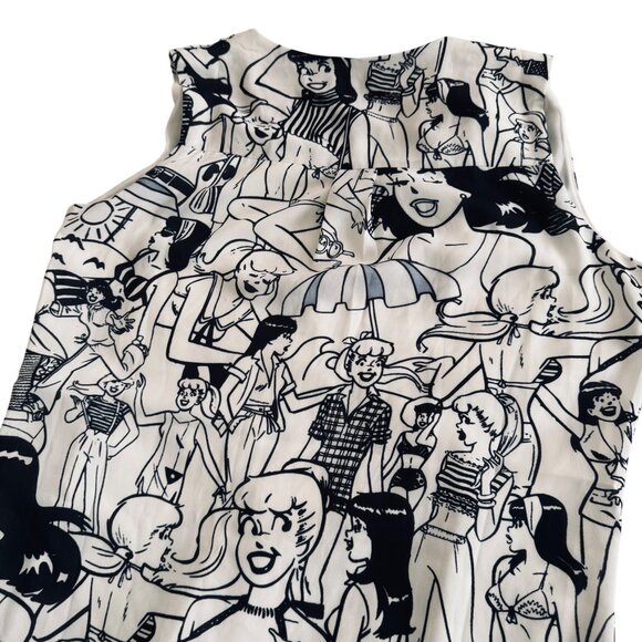 Betty & Veronica Comic Print Sleeveless Dress Size M Cotton Blend Womens Apparel - Picture 7 of 12